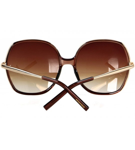 Oversized Oversized Sunglasses Big Large Women Square Wide Black Brown Retro Trendy Pink - Tea - C818QICWRIS $24.68