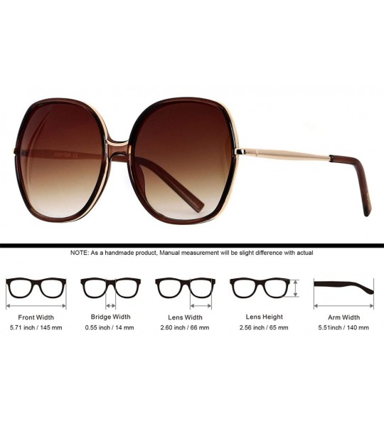 Oversized Oversized Sunglasses Big Large Women Square Wide Black Brown Retro Trendy Pink - Tea - C818QICWRIS $24.68