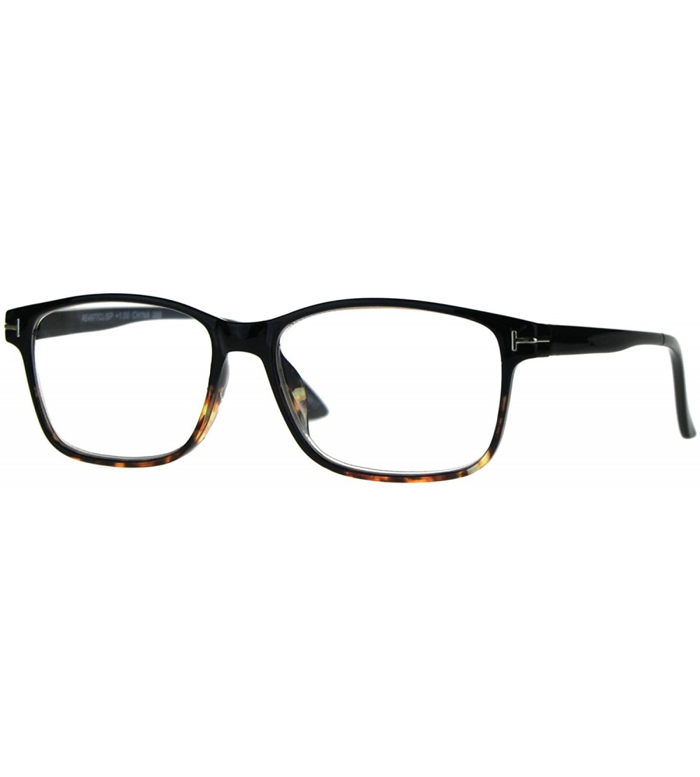 Rectangular Mens Narrow Rectangular Thin Plastic Reading Glasses - Black Tortoise - CQ18776MQ7I $22.32