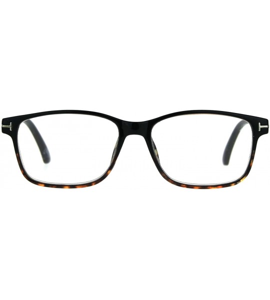 Rectangular Mens Narrow Rectangular Thin Plastic Reading Glasses - Black Tortoise - CQ18776MQ7I $22.32