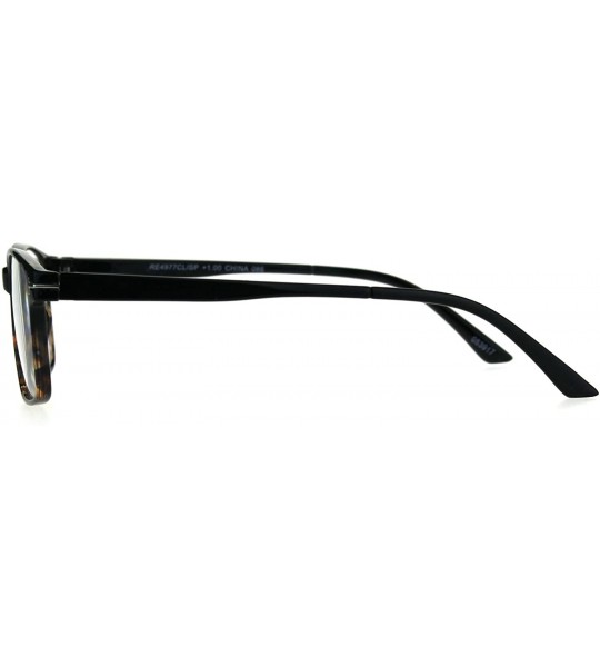 Rectangular Mens Narrow Rectangular Thin Plastic Reading Glasses - Black Tortoise - CQ18776MQ7I $22.32