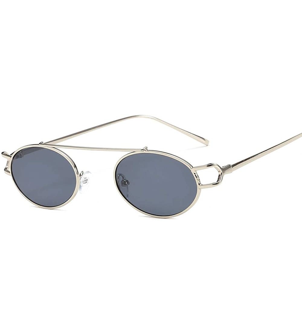 Oval 2019 Fashion Small Oval Metal Frame Chic Clear Candy Color Lens Female Hip Hop Punk Sunglasses - Black - CT18QRXKWXH $22.58