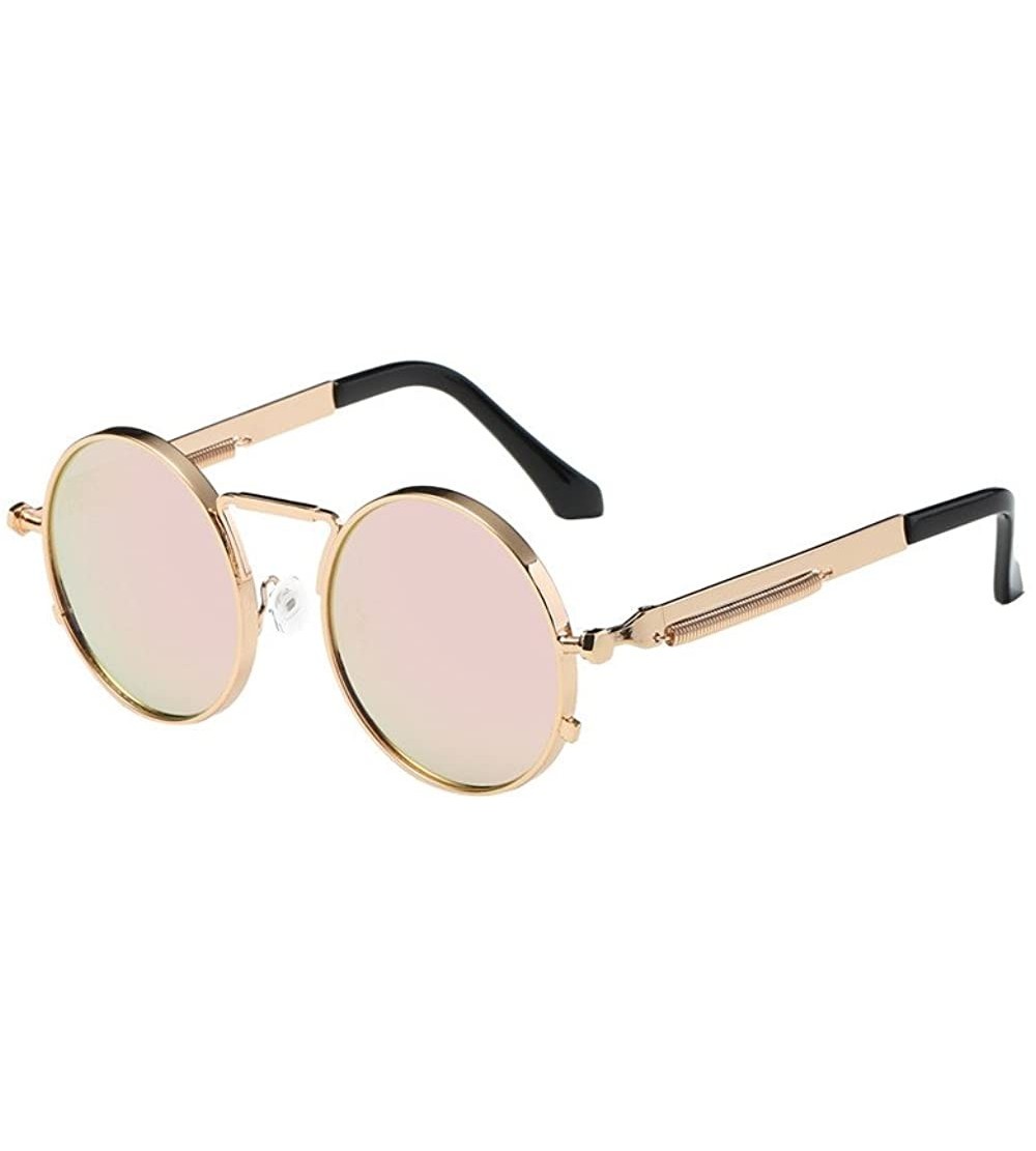 Rimless Classic Retro Metal Frame Small Round Polarized Sunglasses for Women Men Mirrored Lens Sun Glasses Chaofanjiancai - C...