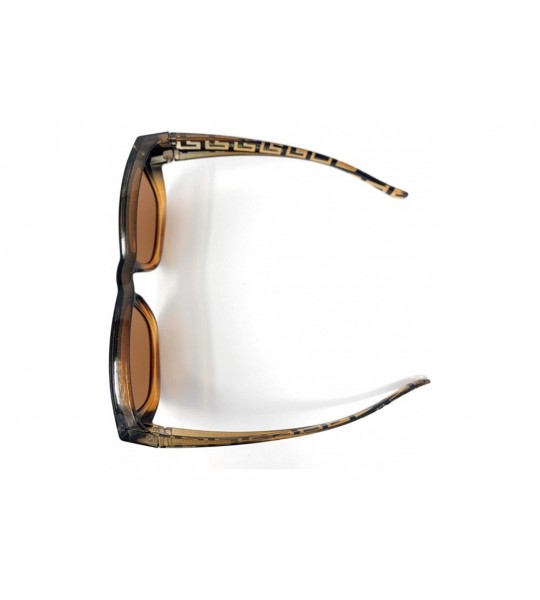 Shield The Finesse Polarized Colorful Two Tone Ombre Fit Over OTG Rectangular Squared Sunglasses - Brown - C1199MOM3OS $24.80