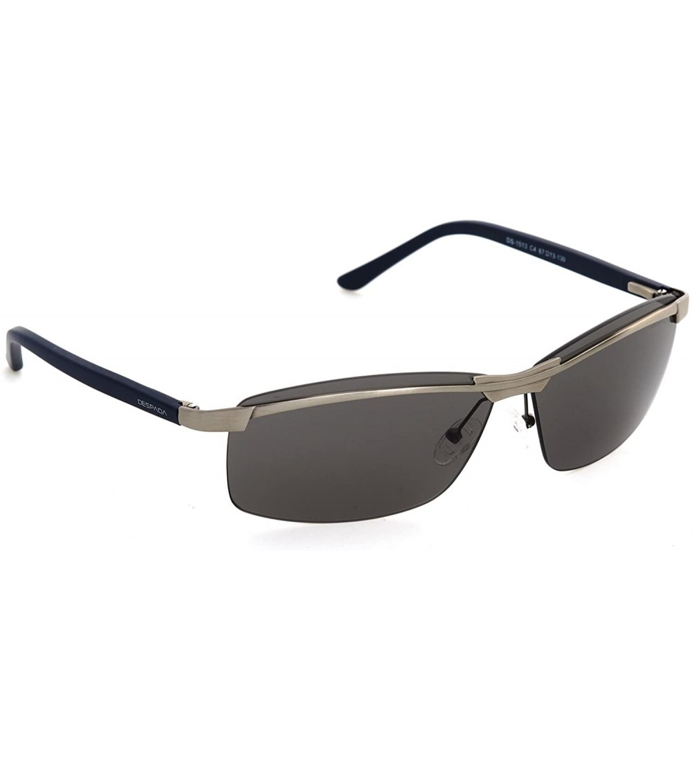 Round Wrap Sunglasses for Men--Made In ITALY Metal Frame UV 400 Protection Eye wear DS 1513 - Gun Metal - CW189O45TL5 $42.81