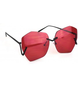 Rimless Sunglasses for Women Lrregular Large Frameless Diamond Cutting Lens Fashion Glasses - Red - CR18THY25HO $24.12