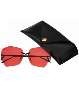 Rimless Sunglasses for Women Lrregular Large Frameless Diamond Cutting Lens Fashion Glasses - Red - CR18THY25HO $24.12