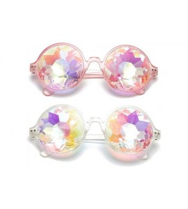 Square Kaleidoscope Glasses Festival Cosplay Rainbow Prism Sunglasses Goggles - pink+clear(round) - C618R33N0KD $29.14