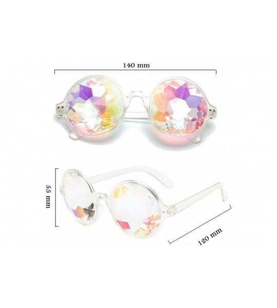 Square Kaleidoscope Glasses Festival Cosplay Rainbow Prism Sunglasses Goggles - pink+clear(round) - C618R33N0KD $29.14