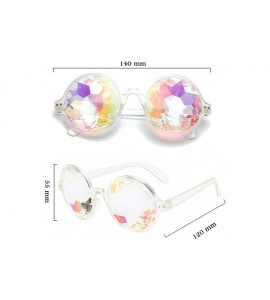 Square Kaleidoscope Glasses Festival Cosplay Rainbow Prism Sunglasses Goggles - pink+clear(round) - C618R33N0KD $29.14