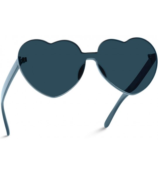 Oversized Heart Shaped One Piece Transparent Full Colored Frame Candy Sunglasses - Black Frame - C1180TMC3M2 $27.37