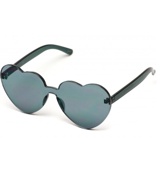 Oversized Heart Shaped One Piece Transparent Full Colored Frame Candy Sunglasses - Black Frame - C1180TMC3M2 $27.37