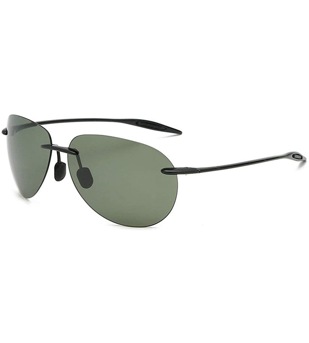 Goggle Sunglasses Polarized rimless Pilot eyeglasses Vintage Ultra light Men Driving Mirror UV400 - Green - CK18S9CS5K4 $27.28