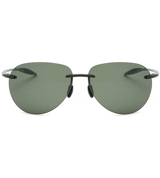 Goggle Sunglasses Polarized rimless Pilot eyeglasses Vintage Ultra light Men Driving Mirror UV400 - Green - CK18S9CS5K4 $27.28