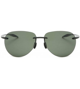 Goggle Sunglasses Polarized rimless Pilot eyeglasses Vintage Ultra light Men Driving Mirror UV400 - Green - CK18S9CS5K4 $27.28