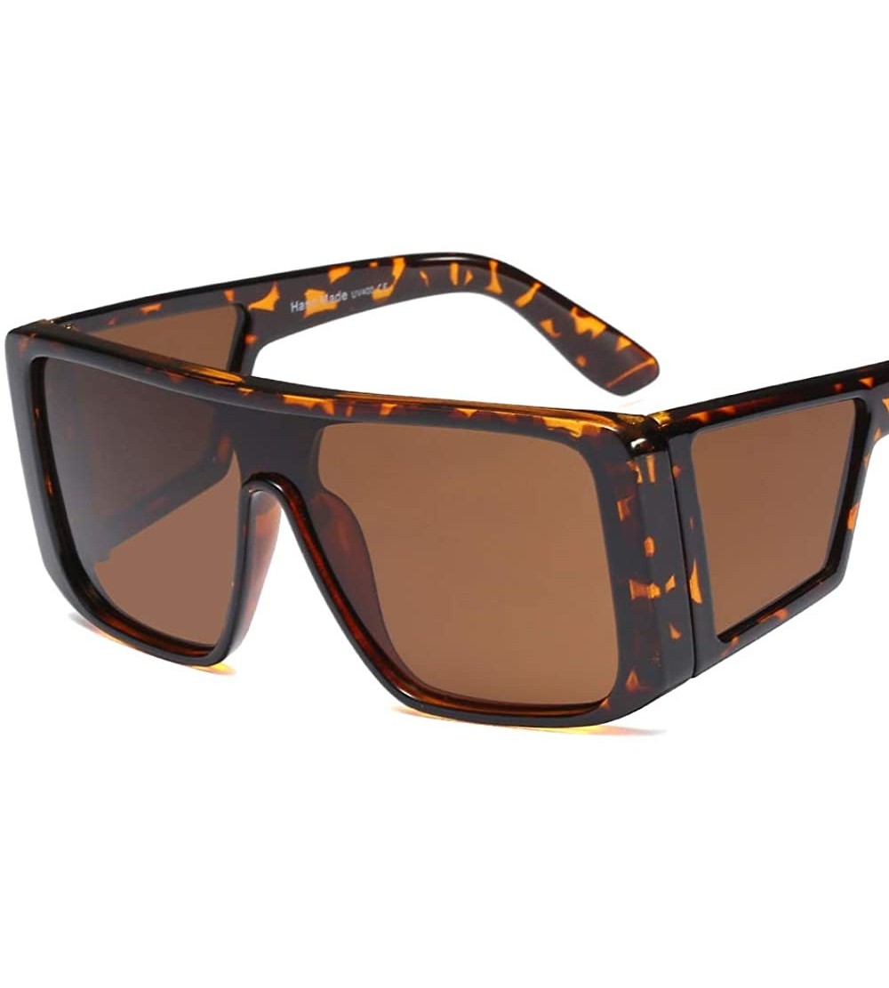 Shield Oversized Shield Sunglasses for Women Futuristic Mod Rectangular Square Frame - Tortoise Shell Brown - CK18NED2K2H $26.62