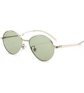 Oval Women Candy Colors Small Oval Sunglasses Metal Frame Female Sun Glasses Clear Pink Lens Shades UV400 - Green - CF1999205...