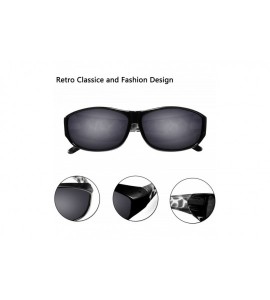 Shield Polarized Over Glasses Solar Shield Sunglasses with Colorful Frame for Woman - Black/Leopard - CE18EAZCIZ3 $30.27