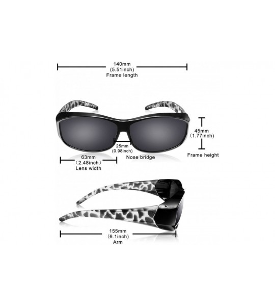 Shield Polarized Over Glasses Solar Shield Sunglasses with Colorful Frame for Woman - Black/Leopard - CE18EAZCIZ3 $30.27