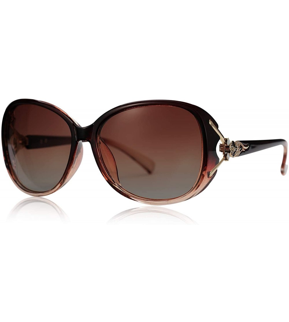 Oval Ladies Polarized Sunglasses UV Protection Designer Oversized Vintage Shades for Women Small Face - CT18TETT575 $33.20