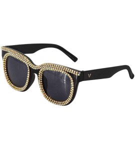 Square Womens Oversized Pearl Rhinestone Sunglasses Stylish Design Eyewear - Black-c24 - CD18ZXKMYE3 $28.07