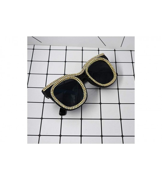 Square Womens Oversized Pearl Rhinestone Sunglasses Stylish Design Eyewear - Black-c24 - CD18ZXKMYE3 $28.07