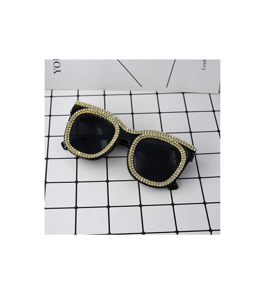 Square Womens Oversized Pearl Rhinestone Sunglasses Stylish Design Eyewear - Black-c24 - CD18ZXKMYE3 $28.07