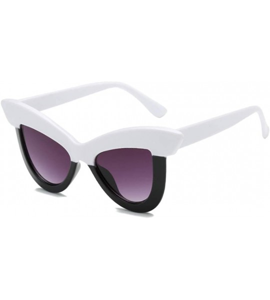 Oversized Vintage Cat Eye Sunglasses Women's Plastic Frame UV400 - White Black - CQ18NI66S4W $17.76