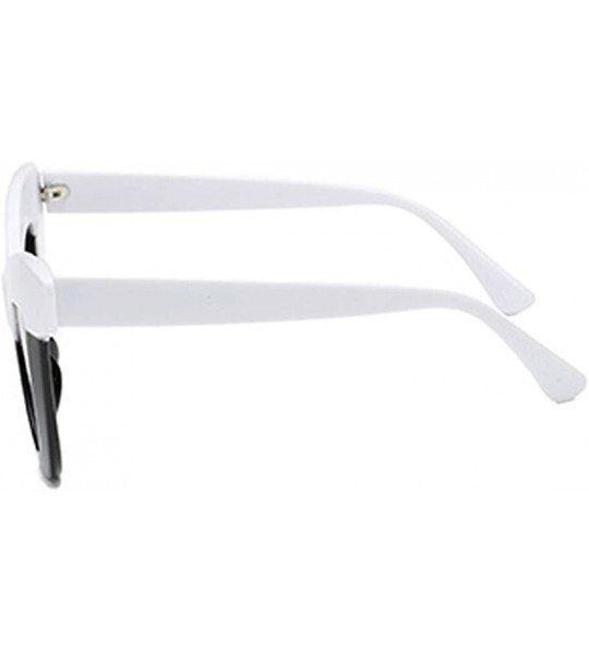 Oversized Vintage Cat Eye Sunglasses Women's Plastic Frame UV400 - White Black - CQ18NI66S4W $17.76