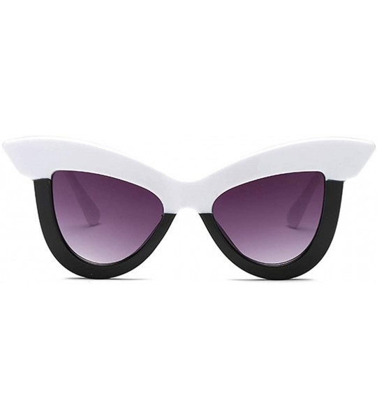 Oversized Vintage Cat Eye Sunglasses Women's Plastic Frame UV400 - White Black - CQ18NI66S4W $17.76