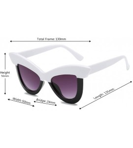 Oversized Vintage Cat Eye Sunglasses Women's Plastic Frame UV400 - White Black - CQ18NI66S4W $17.76