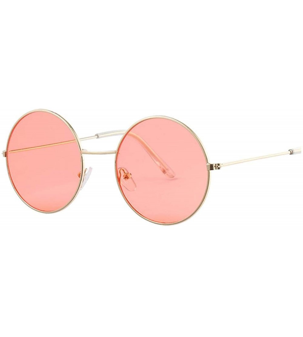 Round Vintage Round Sunglasses Women Ocean Color Lens Mirror Design Metal Frame Circle Glasses Oculos UV400 - Gold Red - C019...