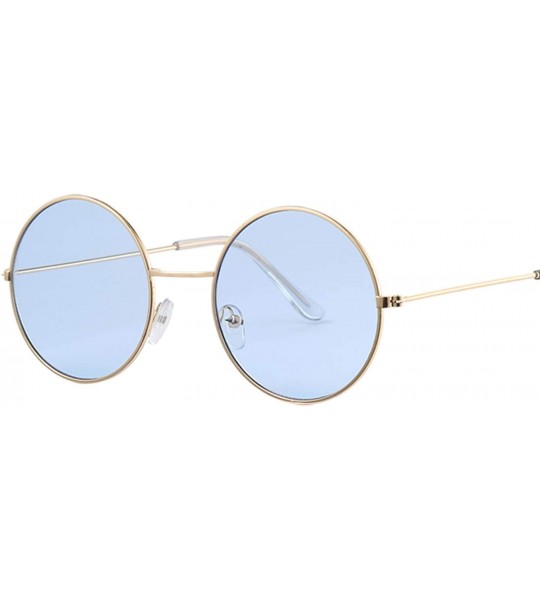 Round Vintage Round Sunglasses Women Ocean Color Lens Mirror Design Metal Frame Circle Glasses Oculos UV400 - Gold Red - C019...