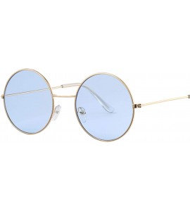 Round Vintage Round Sunglasses Women Ocean Color Lens Mirror Design Metal Frame Circle Glasses Oculos UV400 - Gold Red - C019...