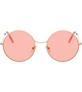 Round Vintage Round Sunglasses Women Ocean Color Lens Mirror Design Metal Frame Circle Glasses Oculos UV400 - Gold Red - C019...