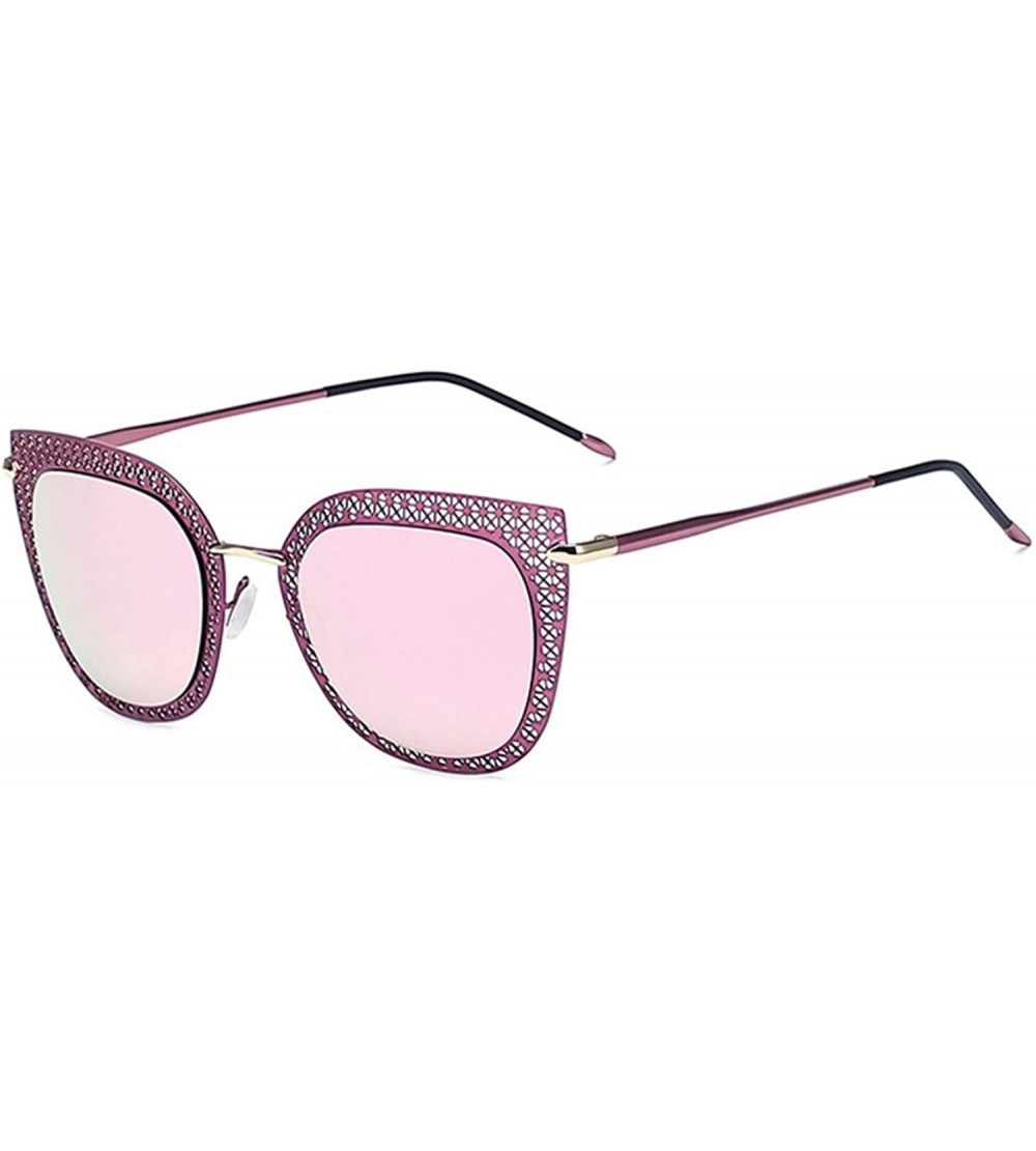 Cat Eye Cat Eye Women Fashion Designer Sunglasses Metal Frame Colored Lens - 86018_c4_gold_pink - CI12NZAEJIY $18.98