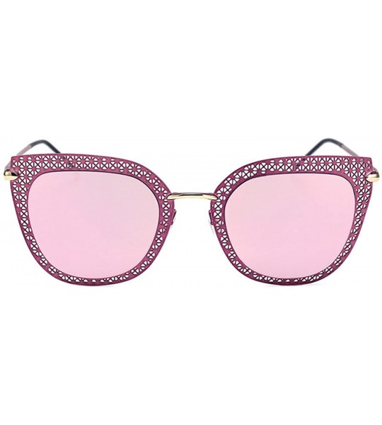 Cat Eye Cat Eye Women Fashion Designer Sunglasses Metal Frame Colored Lens - 86018_c4_gold_pink - CI12NZAEJIY $18.98