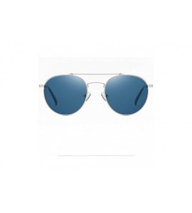 Round Round Polarized Sunglasses for Men Double Bridge Frame UV400 Protection 8064 - Blue - CE195XAMEYX $17.75