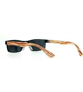 Rectangular Small Size Sunglasses Unisex Fashion Rectangular Wood Print UV 400 - Black- Light Wood - CH187C5E8KC $18.07