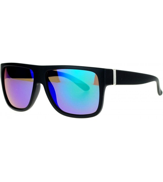 Square Classic Square Frame Sunglasses Unisex Designer Fashion Color Mirror Lens - Black (Teal Mirror) - CQ180CEKCWO $19.21