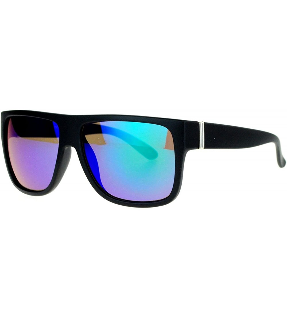 Square Classic Square Frame Sunglasses Unisex Designer Fashion Color Mirror Lens - Black (Teal Mirror) - CQ180CEKCWO $19.21