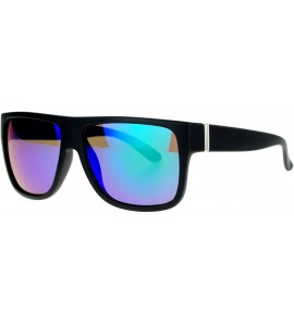 Square Classic Square Frame Sunglasses Unisex Designer Fashion Color Mirror Lens - Black (Teal Mirror) - CQ180CEKCWO $19.21