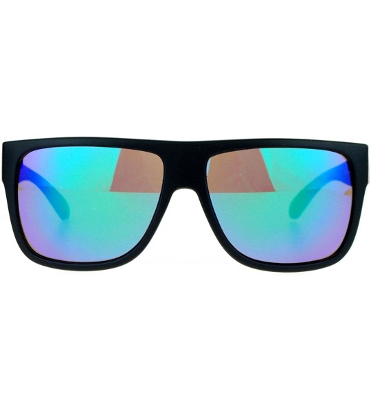 Square Classic Square Frame Sunglasses Unisex Designer Fashion Color Mirror Lens - Black (Teal Mirror) - CQ180CEKCWO $19.21