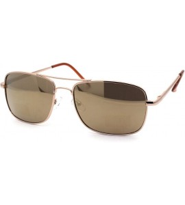 Rectangular Mens Air Force Rectangle Mirror Lens Racer Pilots Sunglasses - Gold Gold Mirror - CL1977DTOR4 $22.00