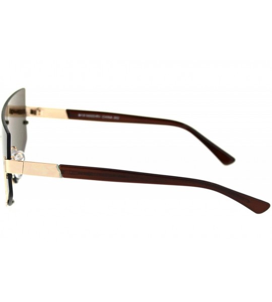 Semi-rimless Half Rim Flat Top Futuristic Fashion Sunglasses Unisex Wide Frame UV 400 - Gold (Brown) - CY18TO9T0DK $22.67