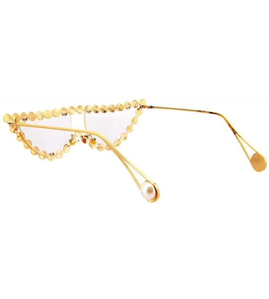 Oval Sparkling Crystal Cat Eye Sunglasses UV Protection Metal Rhinestone Frame - Transparent Lens - CW18U6DX359 $28.28