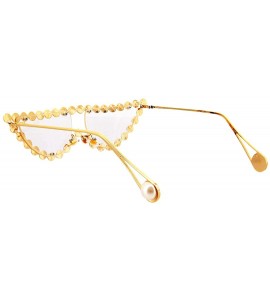 Oval Sparkling Crystal Cat Eye Sunglasses UV Protection Metal Rhinestone Frame - Transparent Lens - CW18U6DX359 $28.28