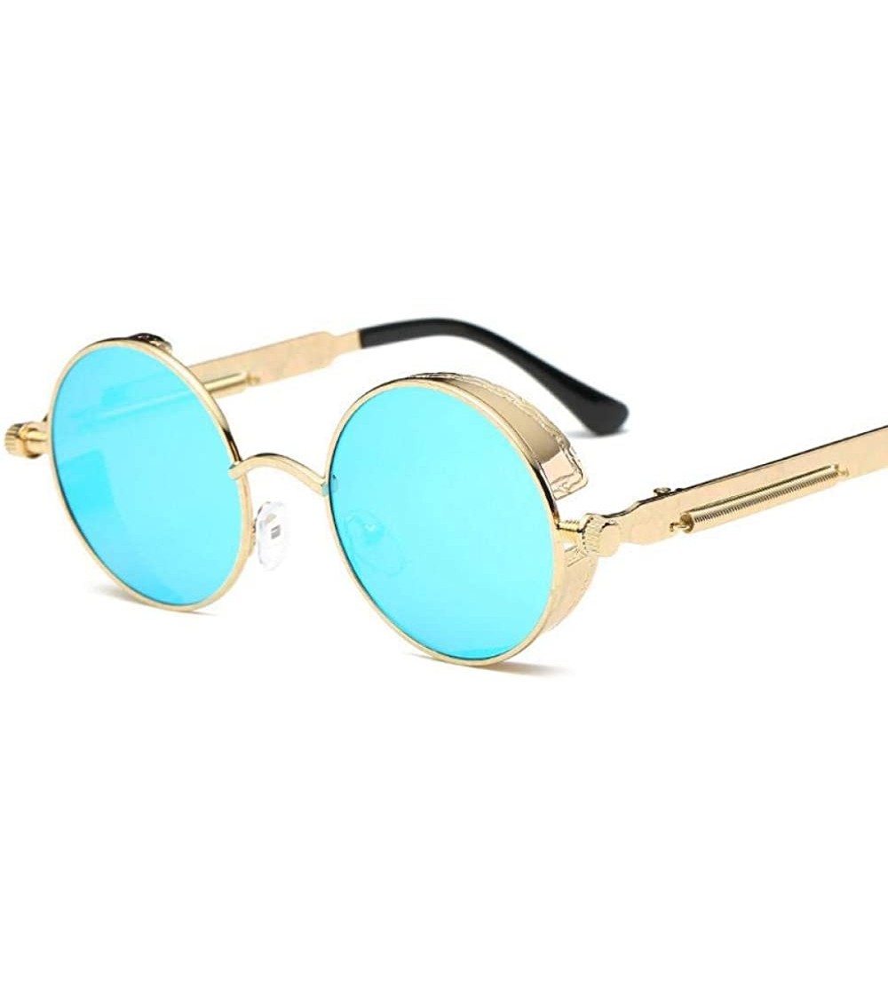 Aviator Retro Round Gothic Steampunk Sunglasses Women Mirror Sun Glasses Female 1 - 10 - C318XE09QUU $20.06