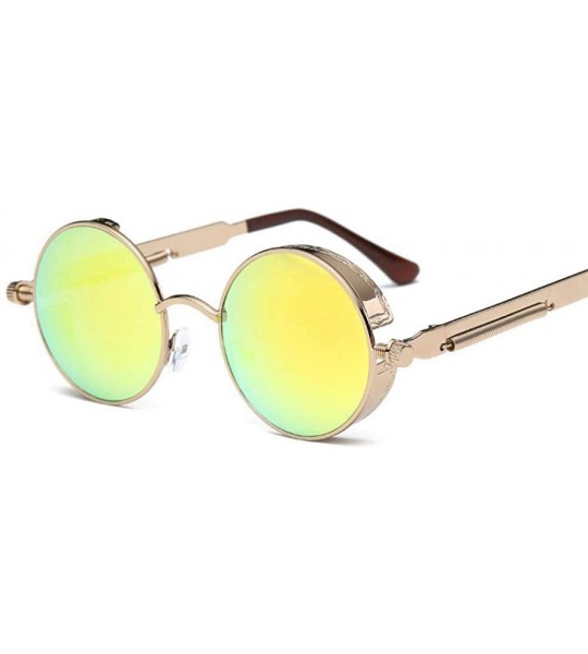 Aviator Retro Round Gothic Steampunk Sunglasses Women Mirror Sun Glasses Female 1 - 10 - C318XE09QUU $20.06