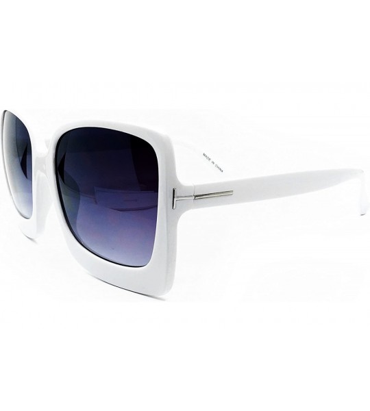 Square SA165 Premium Oversize XXL Women Cateye Brand Designer Square Bold Style Thick Frame Fashion Sunglasses - White - CS18...